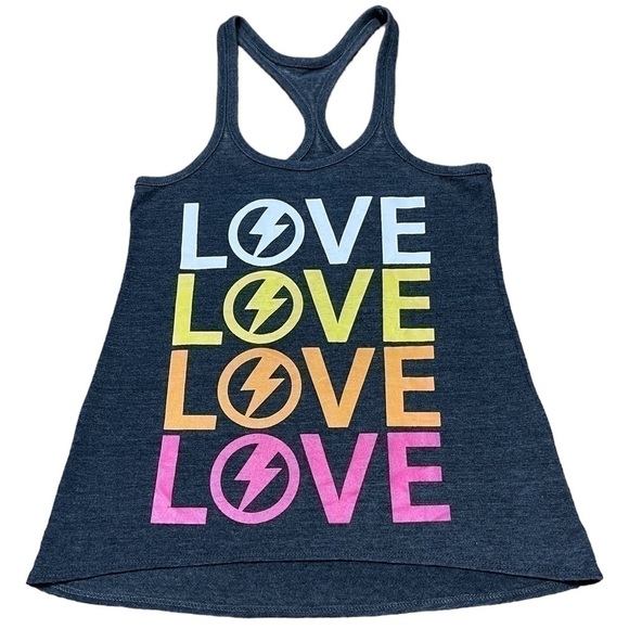 Chaser Love Lightning Bolt Tank Size Extra Small Racerback Dark Grey Rare - Picture 1 of 16